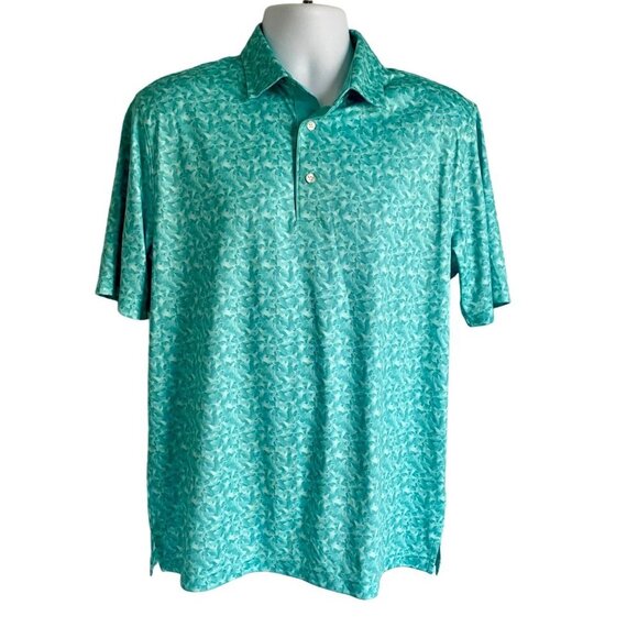 Greg Norman Collection Shark Print Polo Shirt Men's Medium NEW - Picture 2 of 8